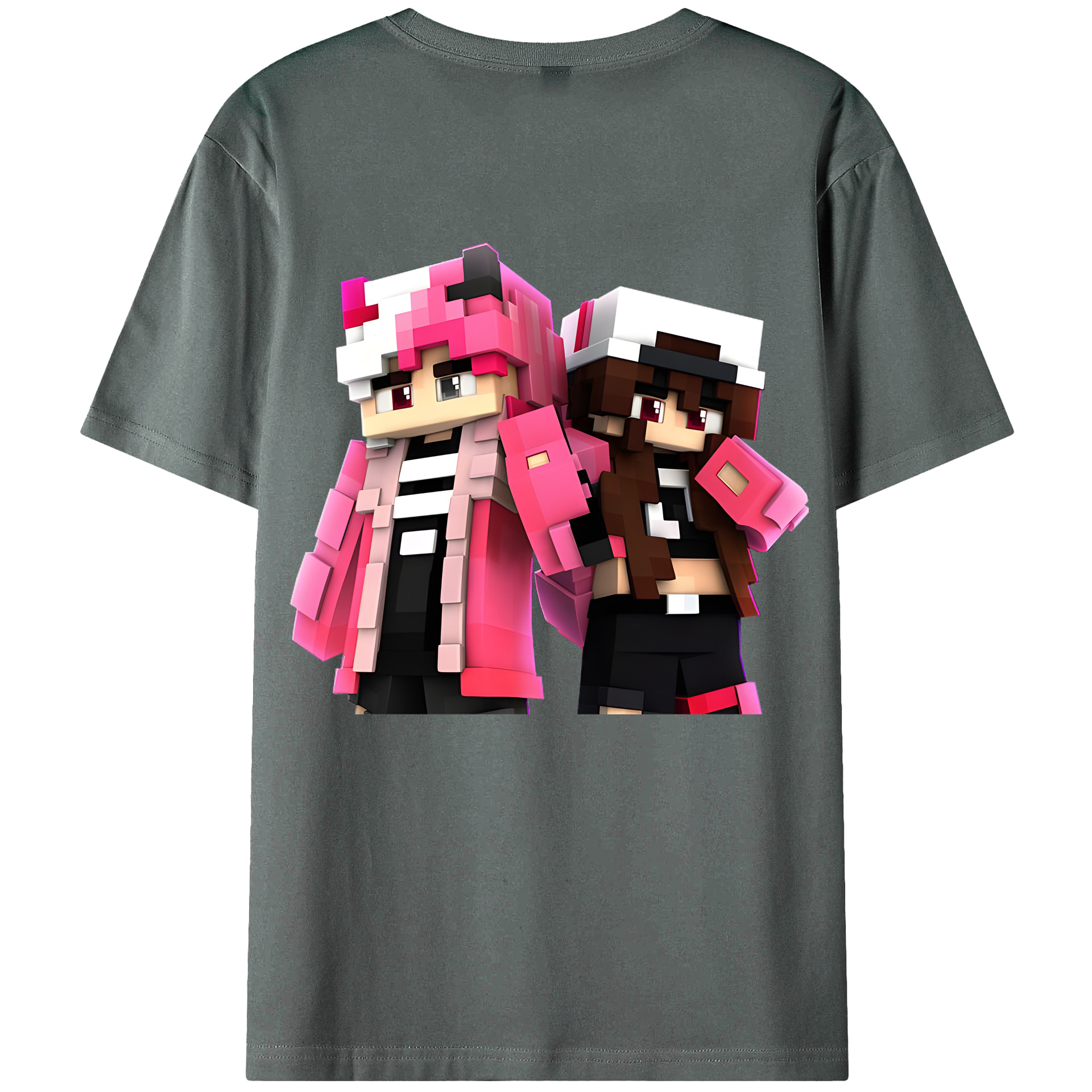 （画像用） マインクラフト ブロックの世界 Minecraft MC Block world 綿100％ メンズ半袖Tシャツ（バックプリント） 通気性